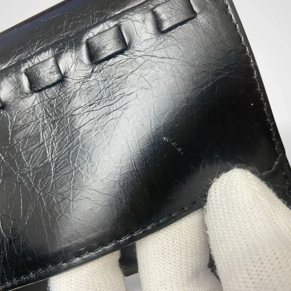 Hobo Continental Wallet Black Genuine Leather Long Bifold with Magnetic Closure